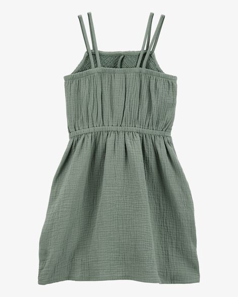  Product image 2 of Kid Smocked Gauze Dress - Green