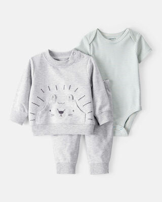 Product image 1 of Baby 3-Piece Lion Little Pullover Set - Grey/Green