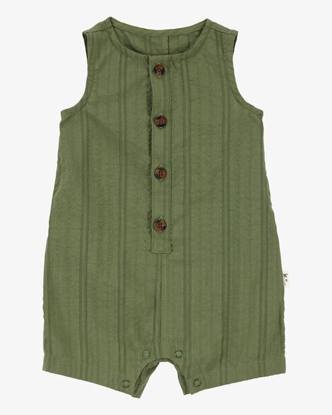 Product image 1 of Baby Button-Down Cotton Romper - Green