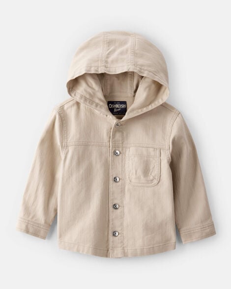 Toddler Boy Hooded Denim Jacket - Khaki