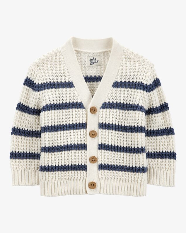 Product image 1 of Baby Striped Button-Front Sweater Knit Cardigan - Cream