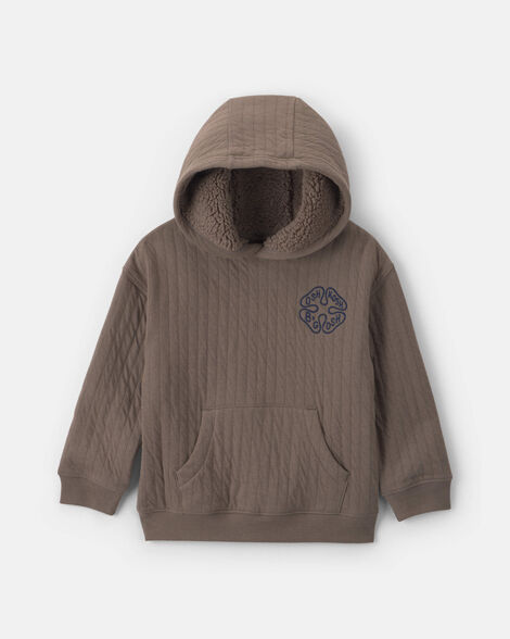 Toddler Boy Logo Quilted Hoodie - Brown