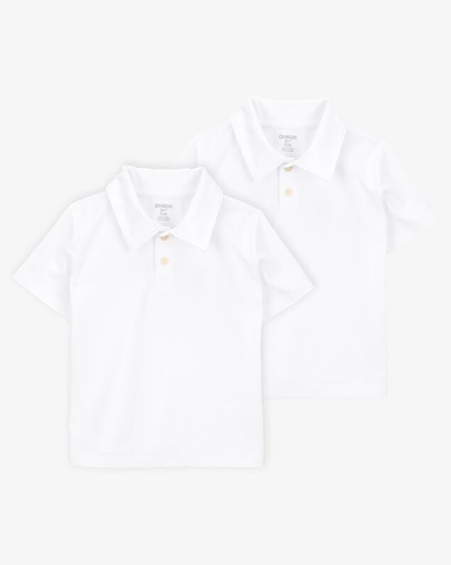 Product image 1 of Toddler 2-Pack Active Uniform Polo Shirts in Moisture Wicking BeCool™ Fabric - White