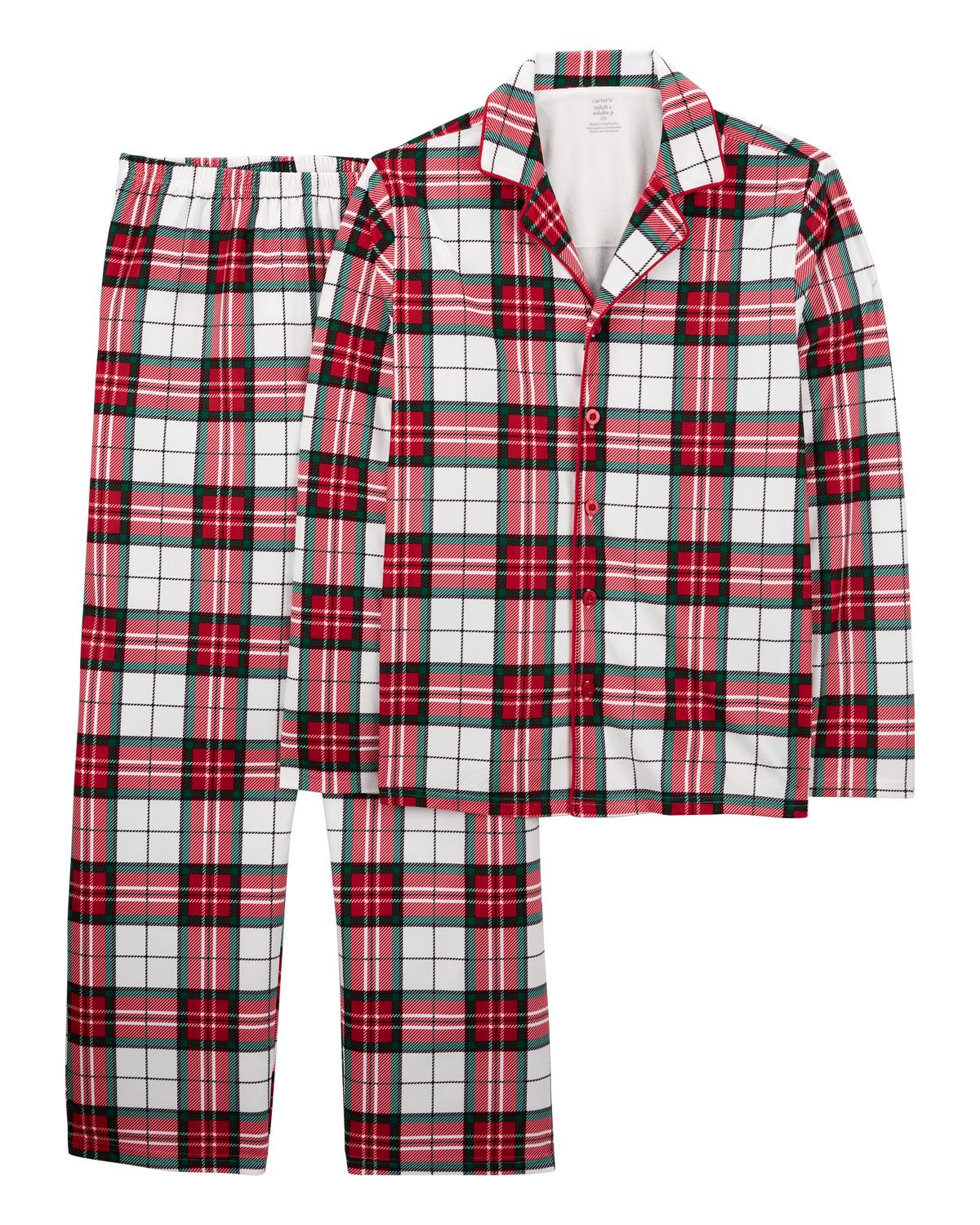 Adult 2 Piece Plaid Fleece Coat Style Pajamas Carter s Carter s