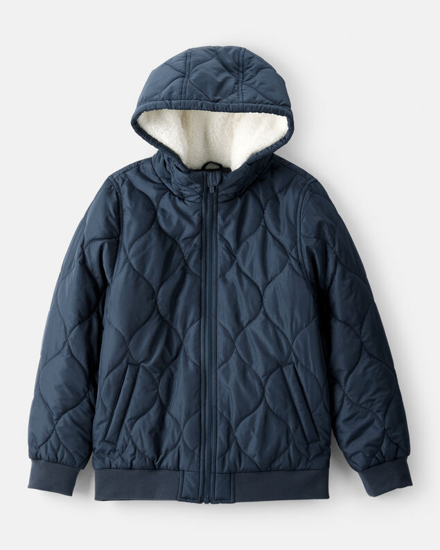 Product image 1 of Boys Long-Sleeve Midweight Quilted Bomber Jacket - Navy