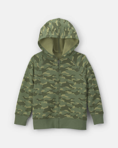 boys camo zip-up hoodie - green