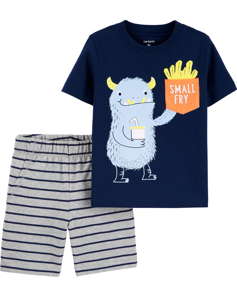 Carters Biys 4 Piece Airplane Pajama Short Set 2 T-Shirts 2 Shorts Size 12 M