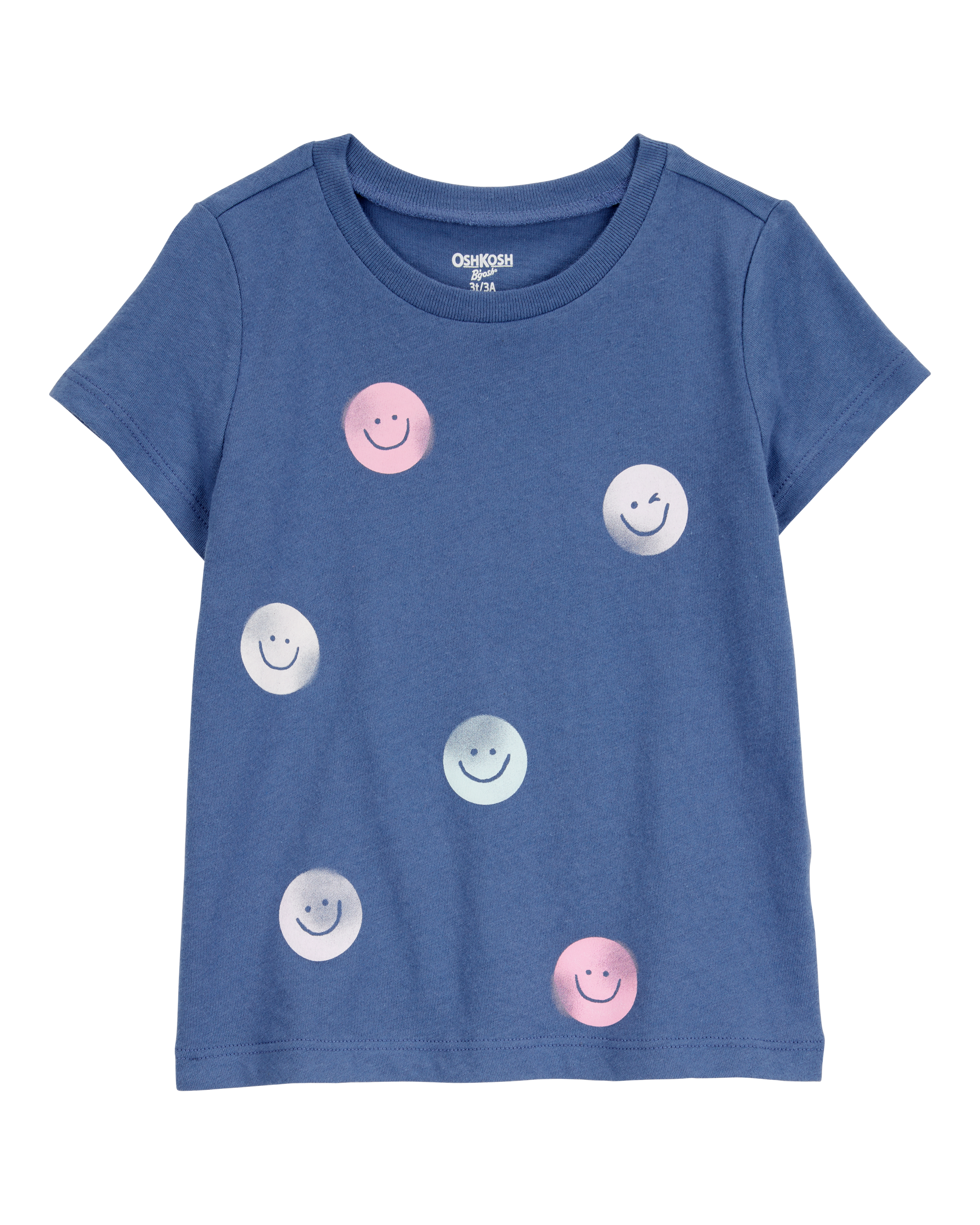 Toddler Smiley-Print Short-Sleeve Graphic Tee - Navy
