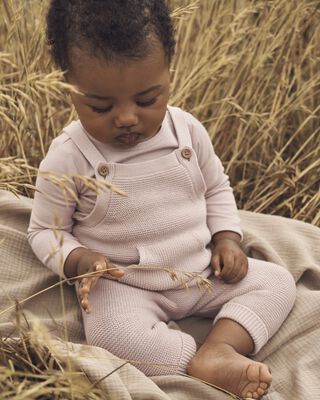 Product image 1 of Baby Organic Cotton Sweater Knit Overalls in Perfect Pink
