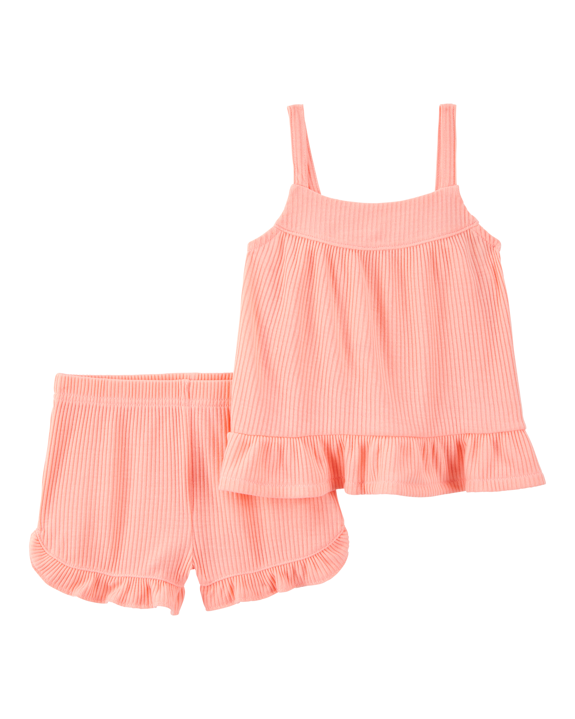 Toddler Girl Solid Loose Fit 2-Piece Pajamas - Coral