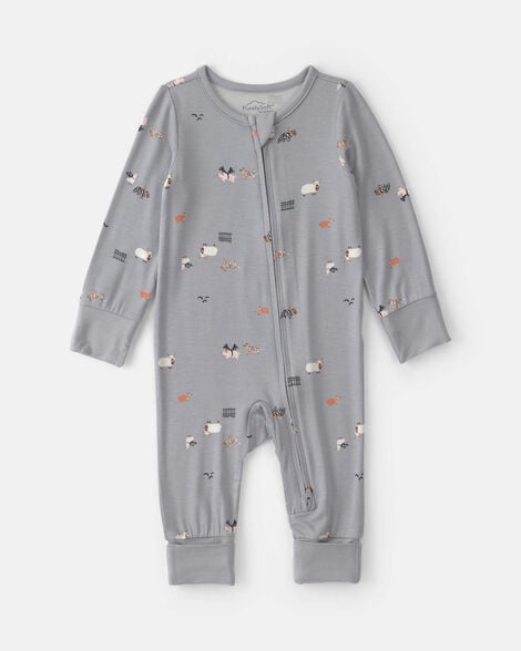 baby halloween farm purelysoft™ 2-way zip sleep & play pajamas - grey