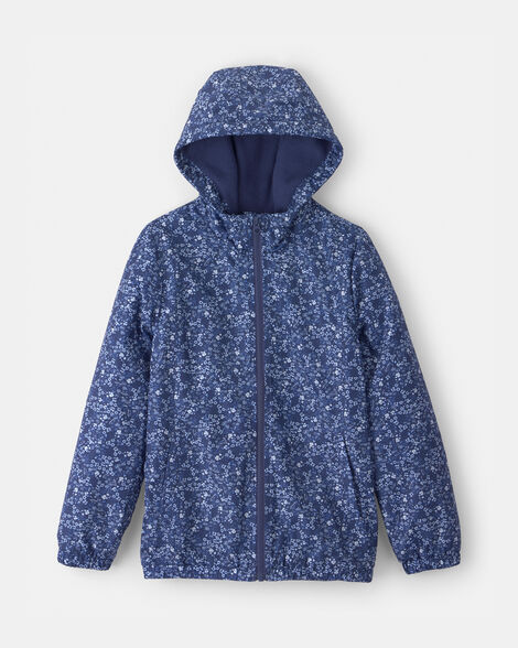 Girls Floral Midweight Jacket - Blue