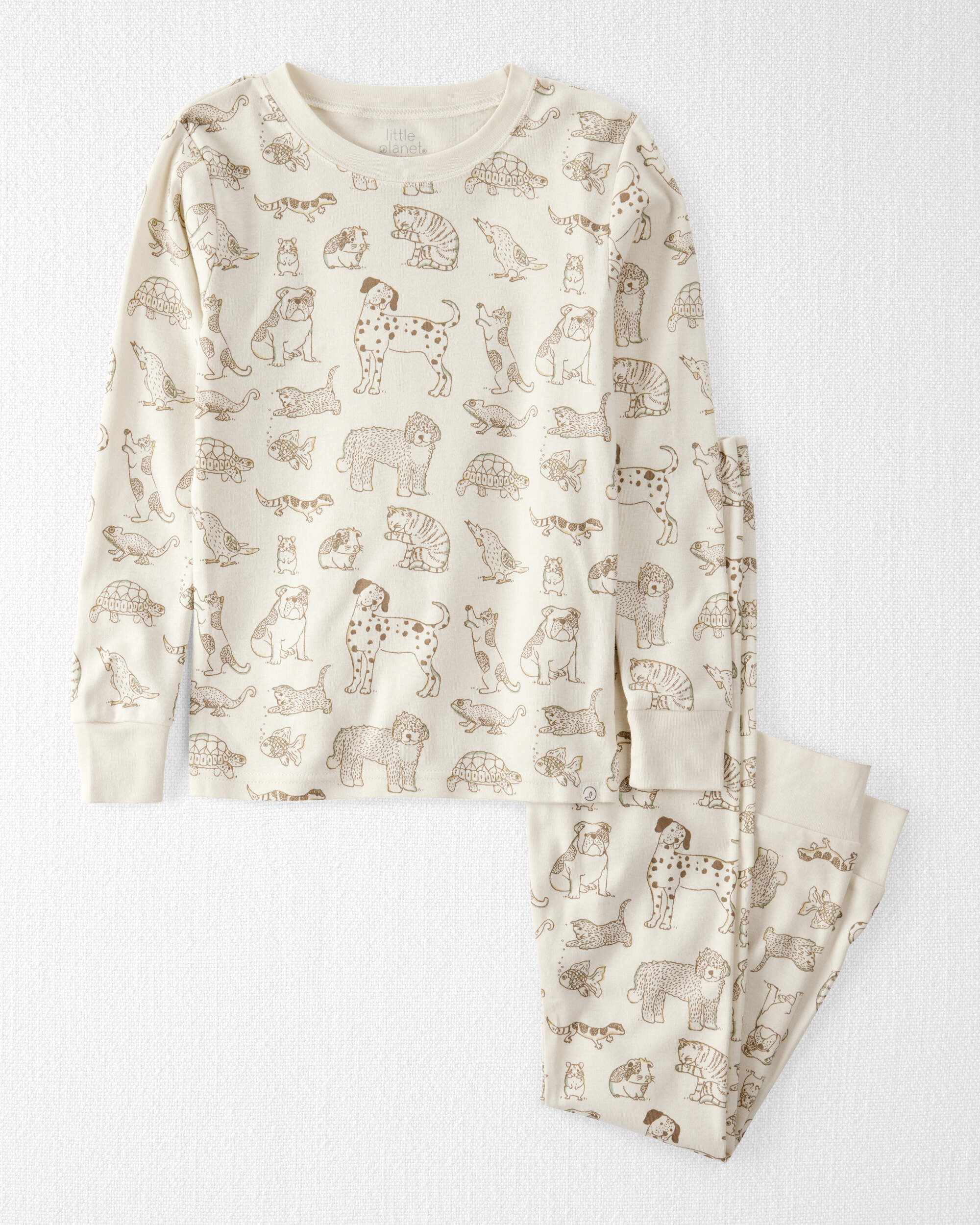 Kid Pet Print Organic Cotton 2-Piece Pajamas - Little Planet