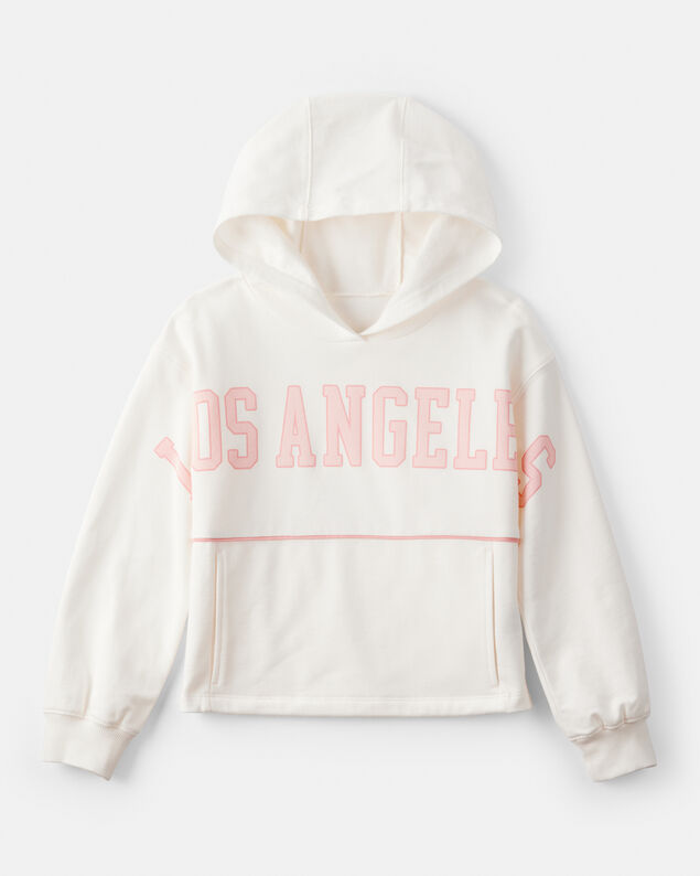 Product image 1 of Girls Los Angeles Cotton Long-Sleeve Hoodie - Cream