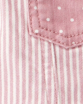 Product image 2 of Baby Vintage Inspired Twill Striped Cropped Jacket -  Pink
