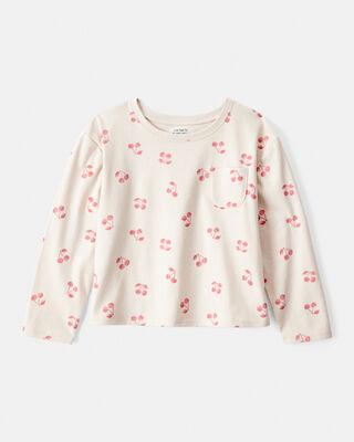 Girls Floral Long-Sleeve Peplum Top - Ivory