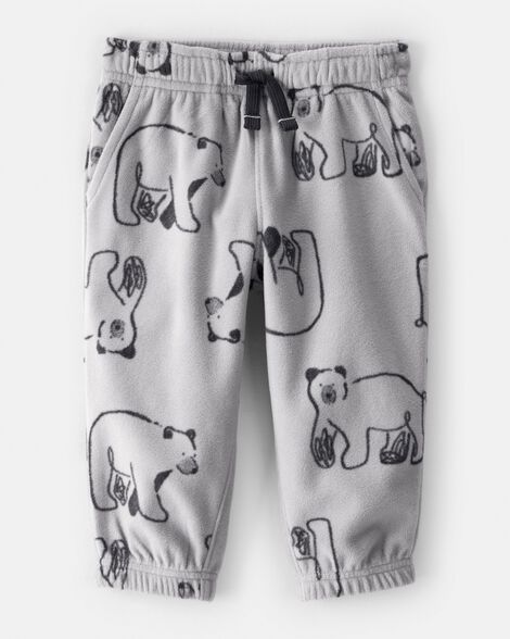 Baby Boy Polar Bear Fleece Joggers - Grey