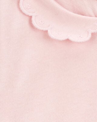 Product image 2 of Baby Scalloped Collar Short-Sleeve Bodysuit - Pink