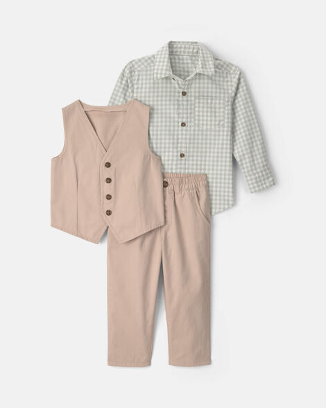 toddler boy 3-piece plaid long-sleeve layering set