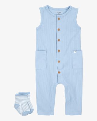 Product image 1 of Baby 2-Piece Jumpsuit & Sock Set - Blue