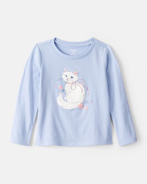 Toddler Girl Cat Long-Sleeve Graphic Tee - Blue