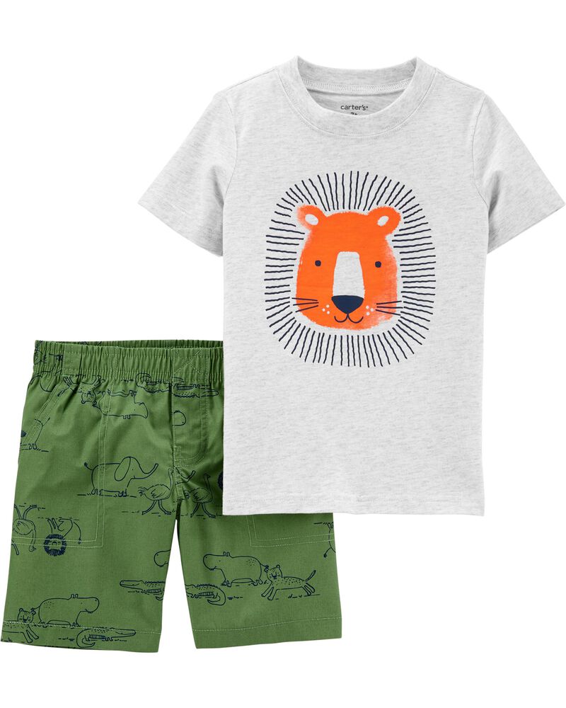 2 Piece Lion Jersey Tee Poplin Short Set Carters Com
