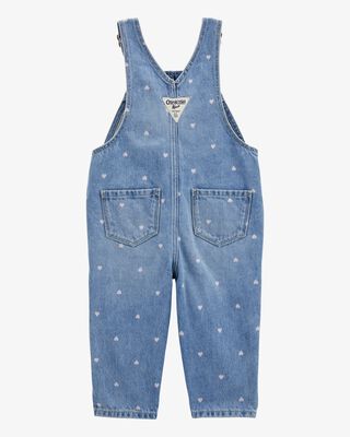 Product image 2 of Baby Heart-Print Knit Denim Overalls - Blue