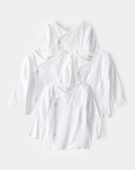 baby 4-pack long-sleeve side-snap tees - white