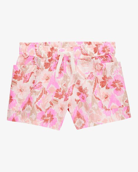  Product image 1 of Toddler Floral Print Drawstring Shorts - Pink