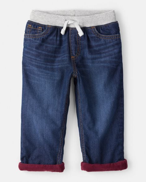 Toddler Boy Lined Dark Wash Straight Jeans