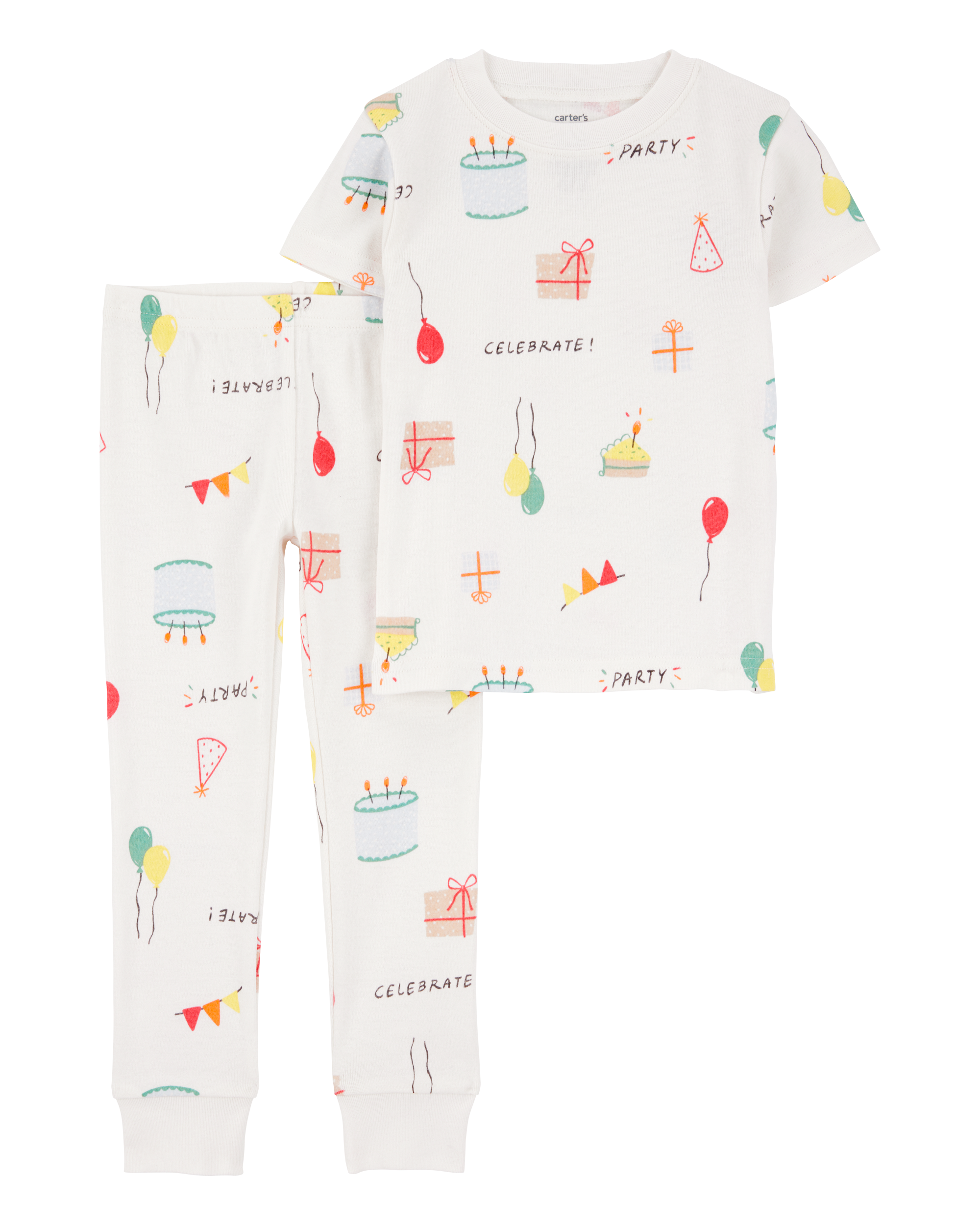Toddler 2-Piece Birthday 100% Snug Fit Cotton Pajamas - Ivory