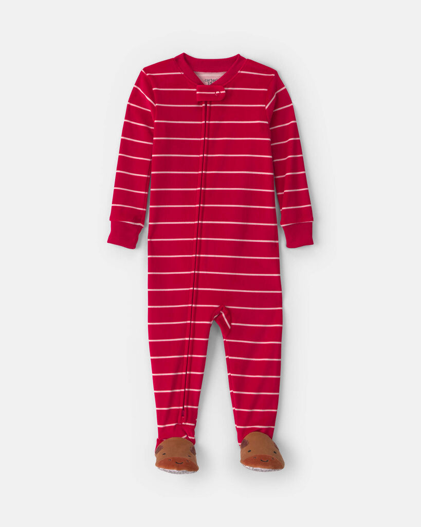 Carter's Dreamplush Baby Boys Footed Crew Neck Long Sleeve One Piece Pajama, 24 Months, Red