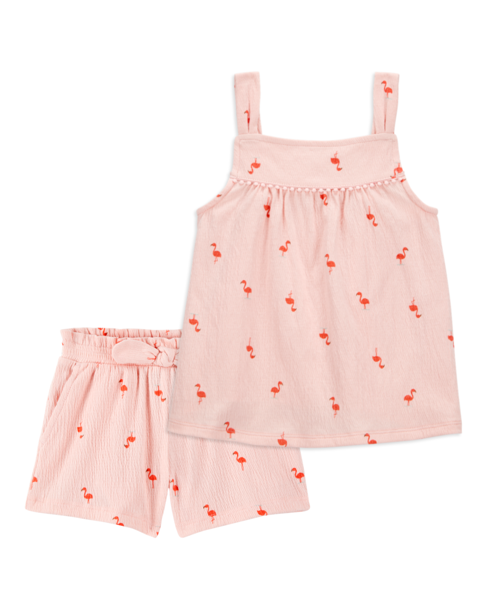 Baby 2-Piece Flamingo Pom Pom Tank & Play Shorts Set - Pink