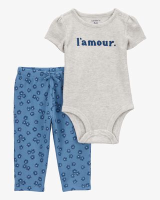 Product image 1 of Baby 2-Piece L'Amour Short-Sleeve Bodysuit Pant Set