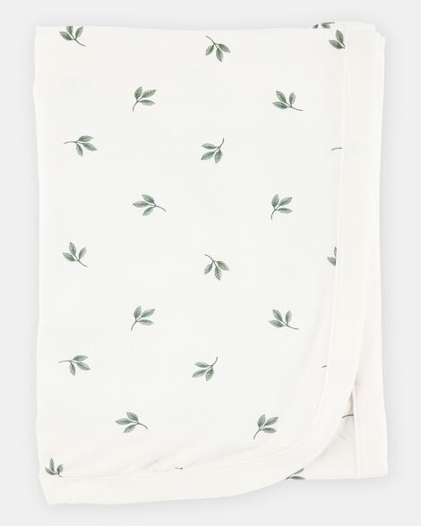 baby leaf print purelysoft blanket - ivory