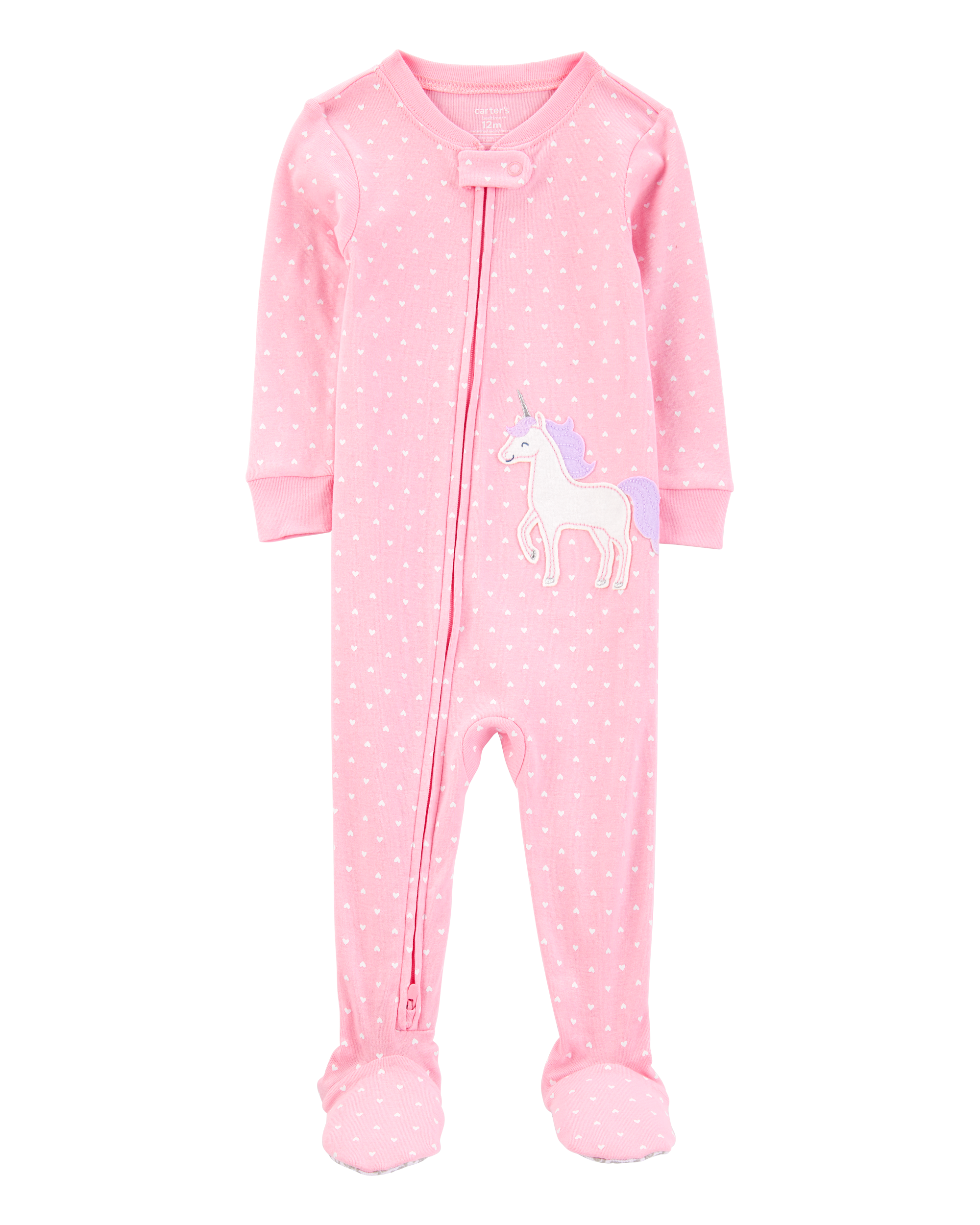 Toddler Girl Unicorn Snug Fit Cotton Footie 1-Piece Pajamas - Pink