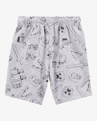 Product image 2 of Kid Minecraft Print Drawstring Shorts - Grey