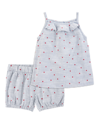 Toddler 2-Piece Striped Star Print Tank & Shorts Set - Blue