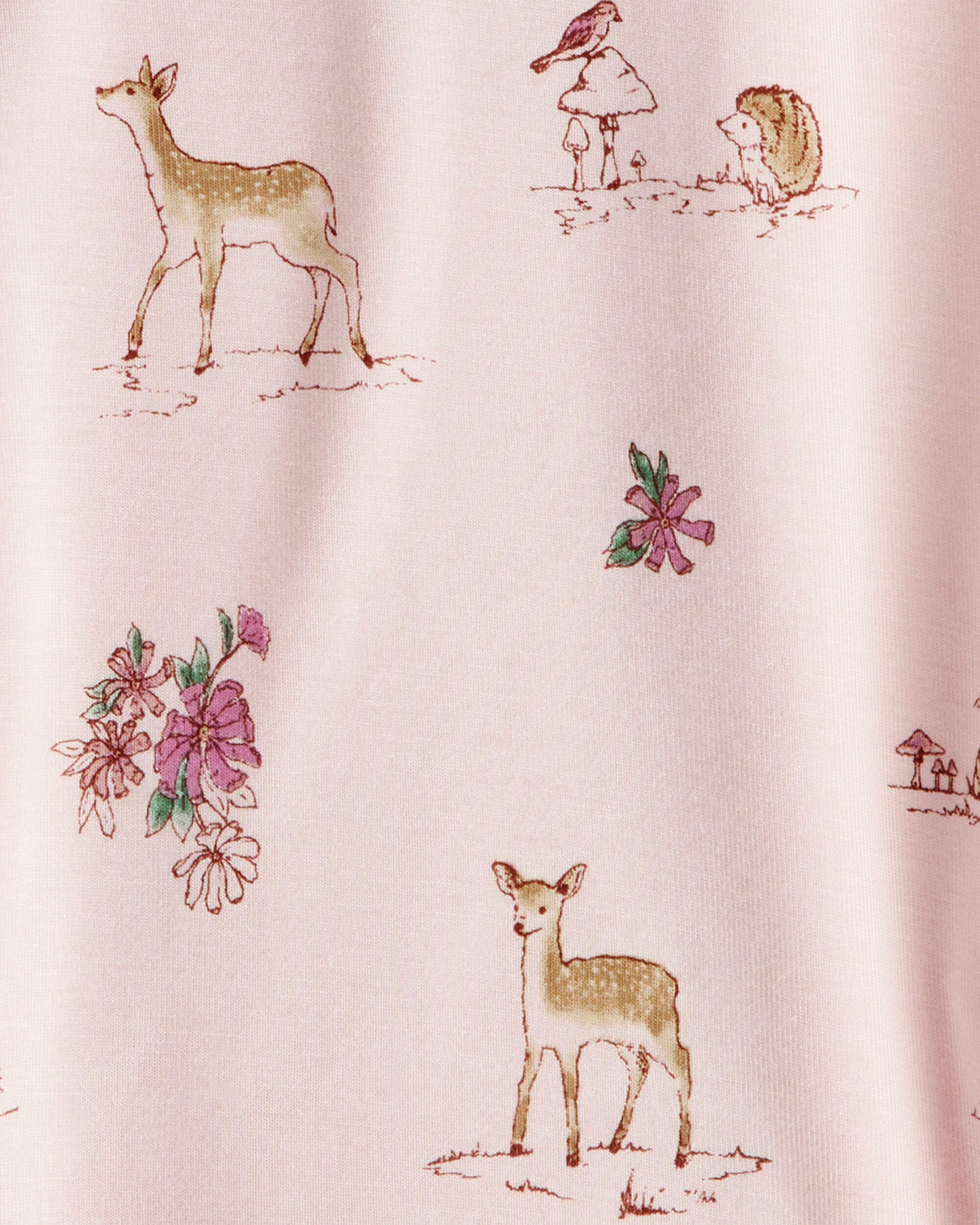 Baby Girl 2-Pack Deer & Floral Print PurelySoft Long-Sleeve
