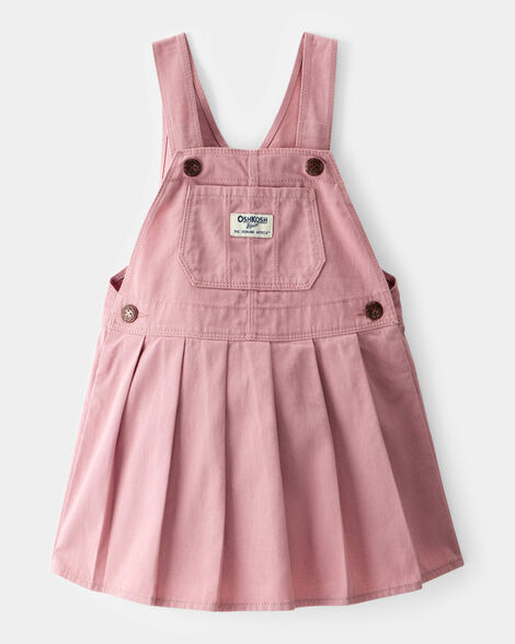 Toddler Girl Pleated 100% Cotton Jumper Dress - Pink