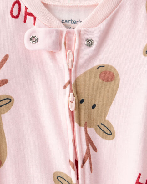 Baby Girl Pink Peppermints DreamPlush Long-Sleeve Snug Fit 1-Piece Pajamas - Pink