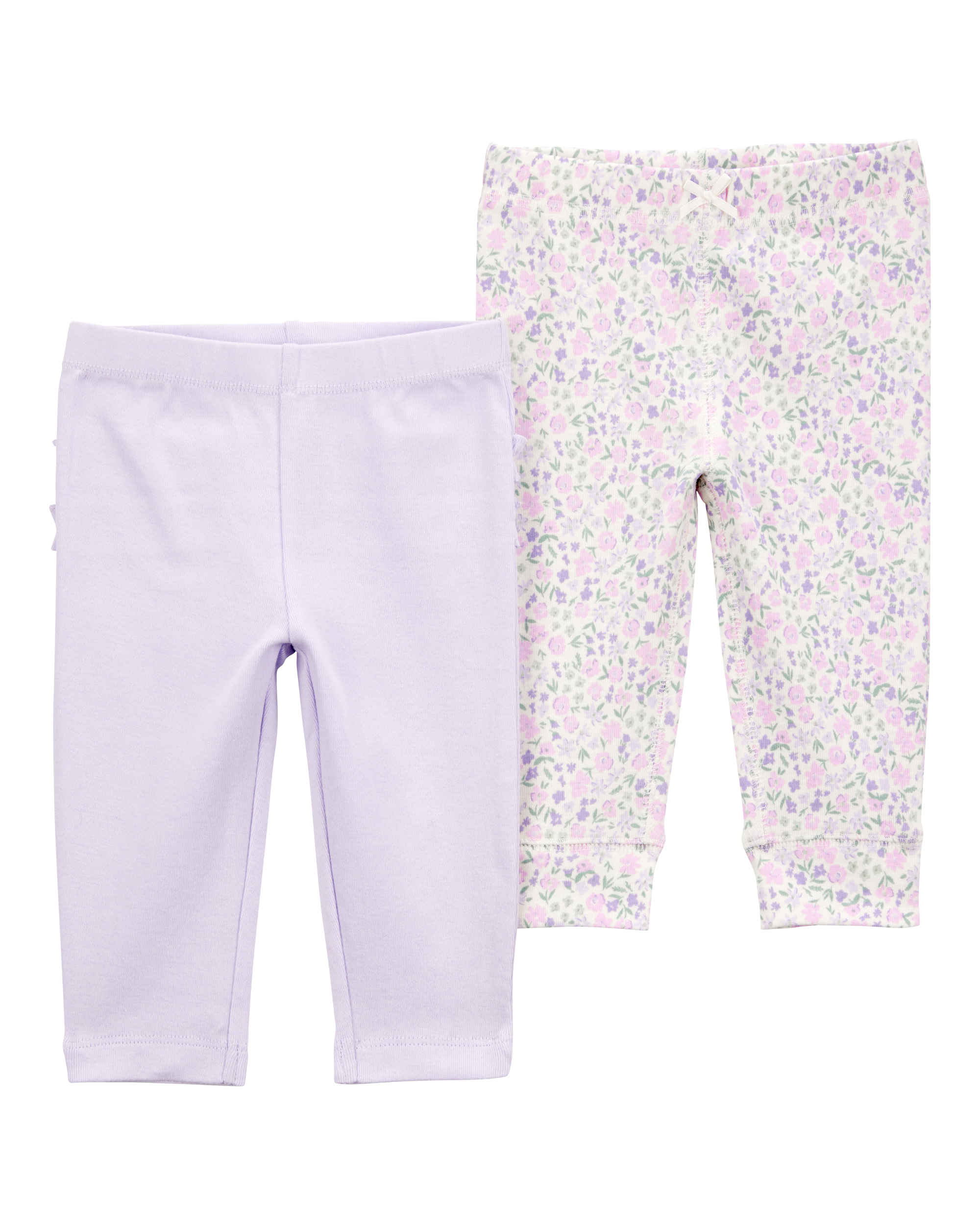 Baby Girl 2-Pack Floral Pull-On Pants - Purple