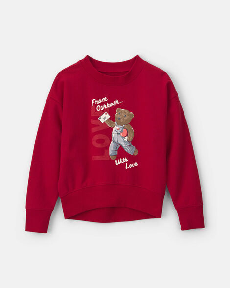 Girls 'From OshKosh With Love' Bear Valentine's Day Pullover Sweatshirt - Red