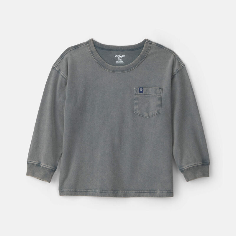 Toddler Boy Mineral Wash Long-Sleeve T-Shirt - Grey