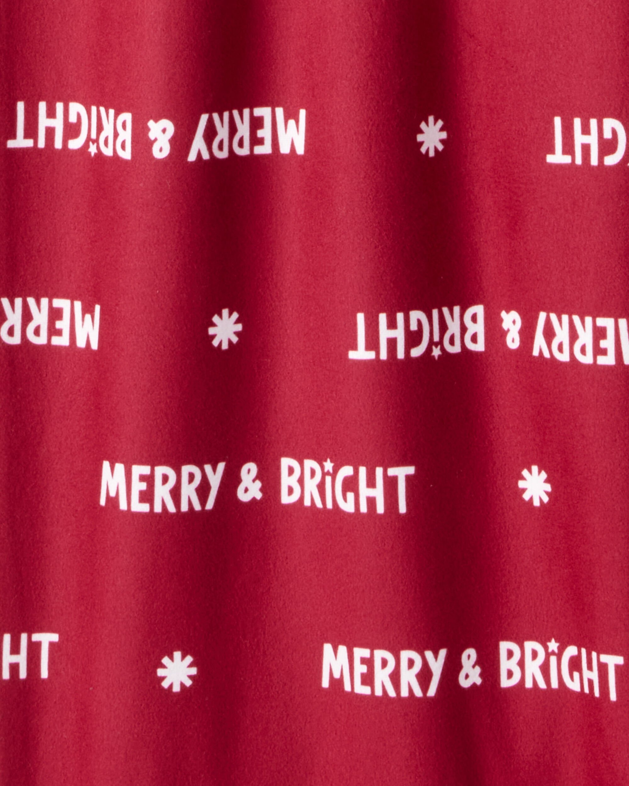 Adult Merry & Bright Holiday Print Pajama Pants - Red