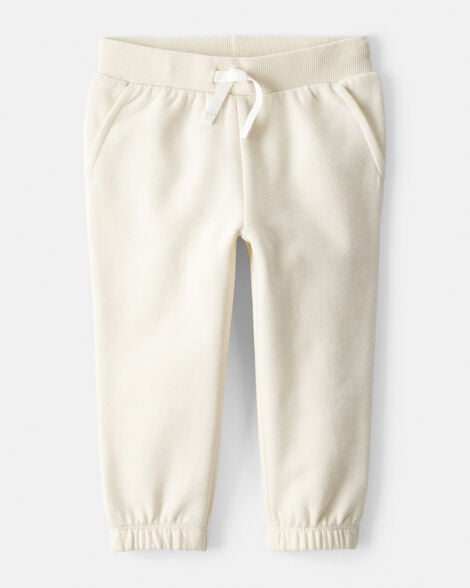 baby girl daydream fleece drawstring joggers - white