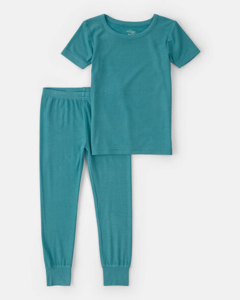toddler purelysoft short-sleeve snug fit 2-piece pajama set - blue