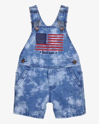 Product image 1 of Baby Flag Print Tie Dye Shortalls - Blue