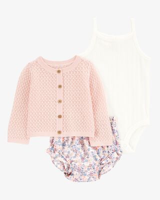 Product image 1 of Baby 3-Piece Floral Cardigan Set - Pink