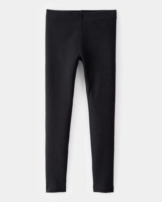 Product image 1 of Kid Solid Cotton Ribbed Stretch Leggings - Black